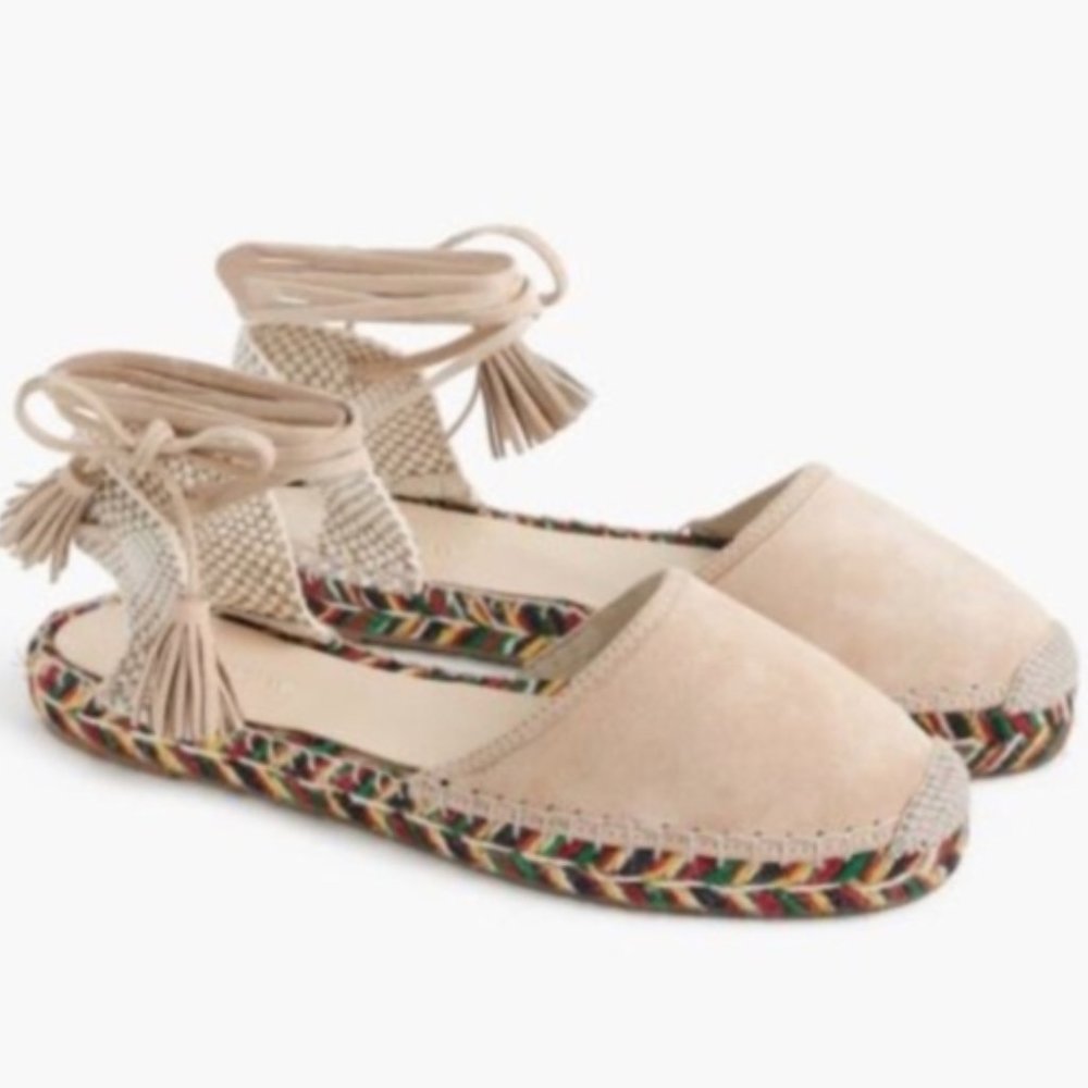 J Crew Baja Suede Tassel Espadrilles 10 NWT IN BOX